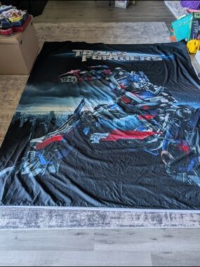 Transformers Graphic Bedding Duvet Cover- Black with Blue & Red